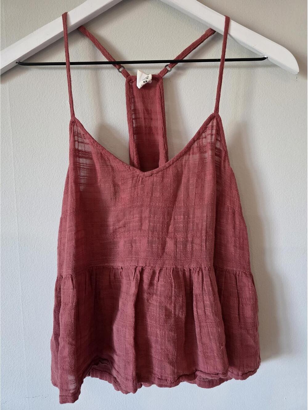 Tokyo Darling Mauve Pink Gauze Babydoll Tank Top Boho Racerback Size Medium